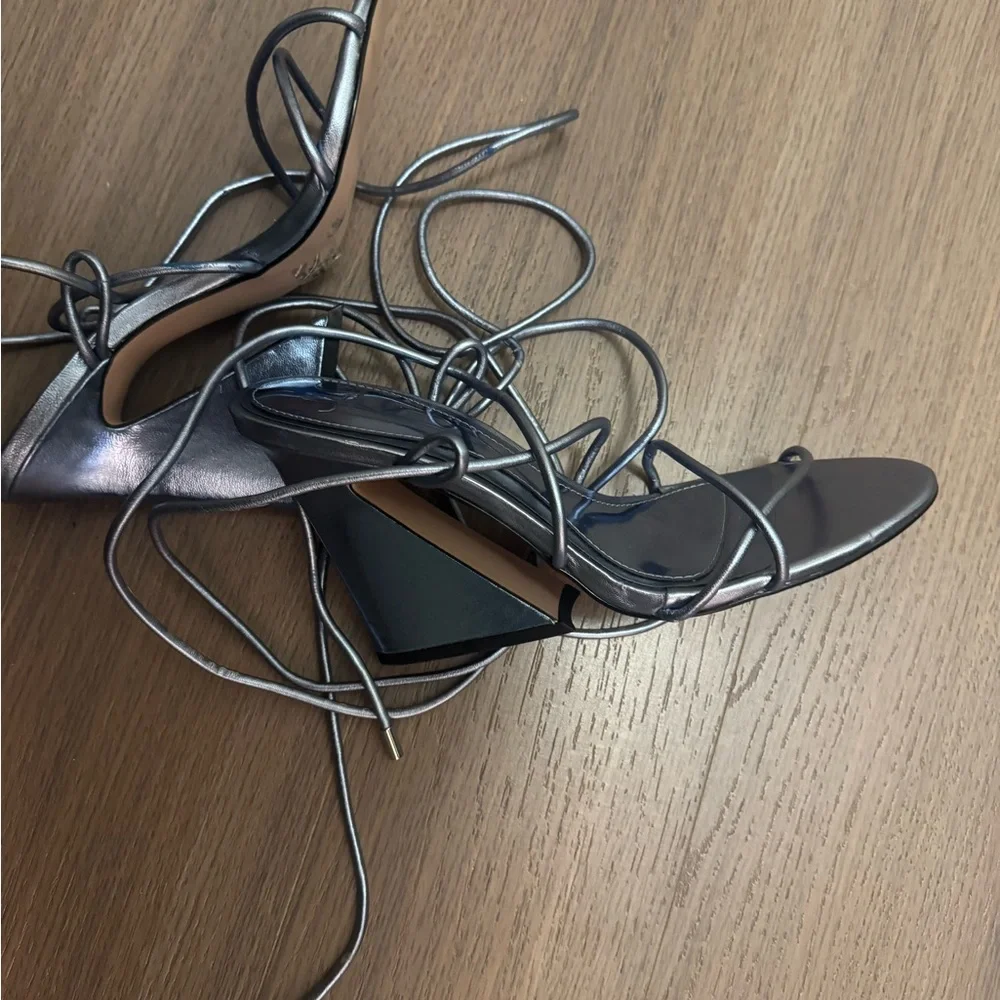 Elegant Blue Strappy Wedge Sandals - Picture 8 of 8